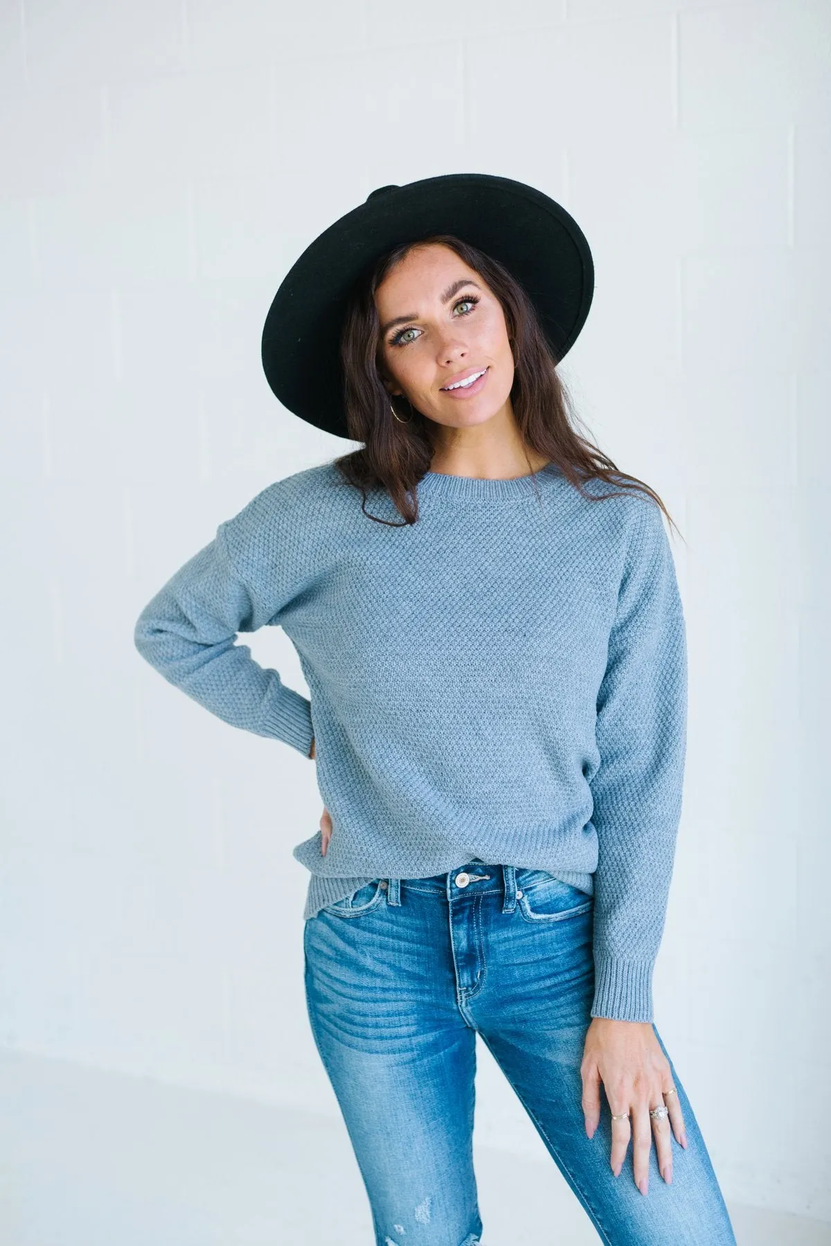 Waffle Knit Boyfriend Sweater