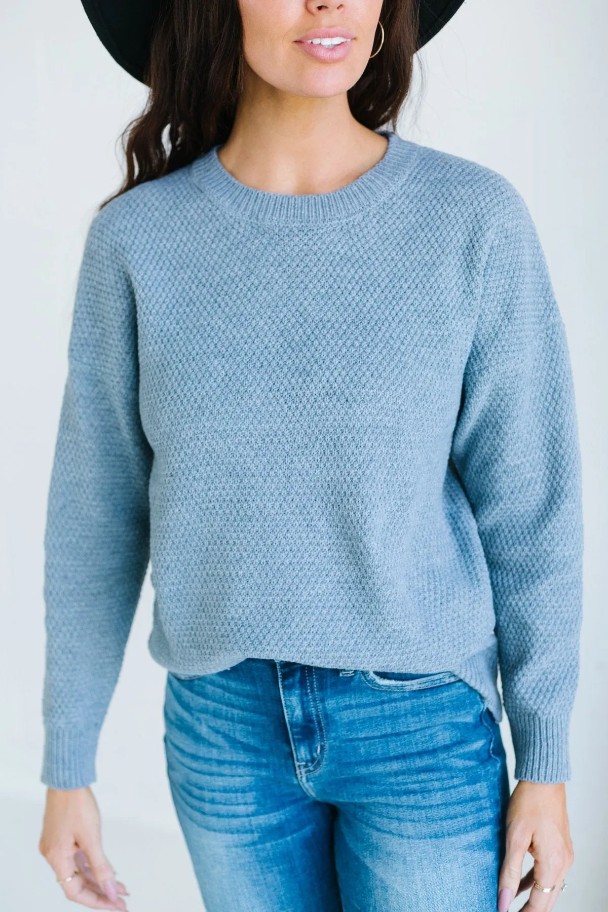 Waffle Knit Boyfriend Sweater