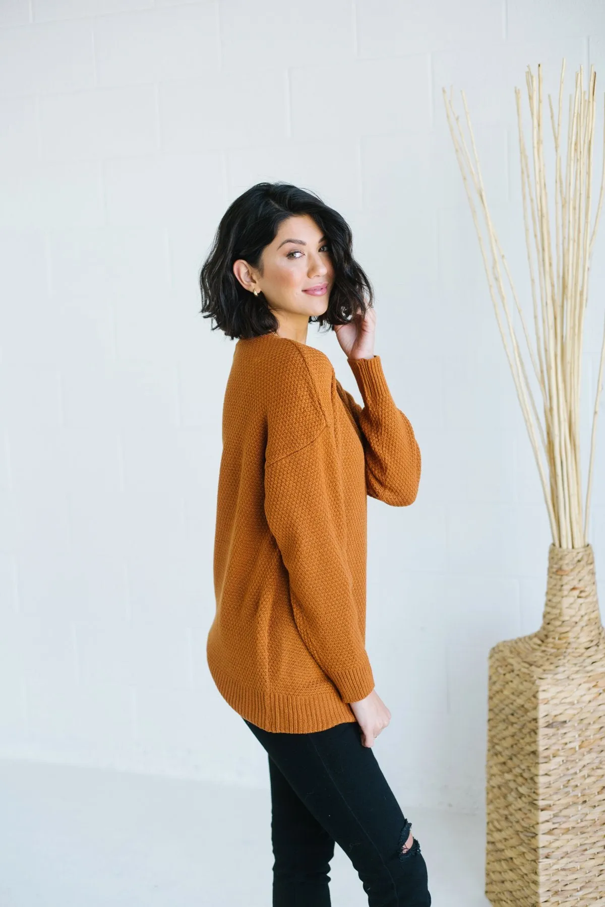 Waffle Knit Boyfriend Sweater