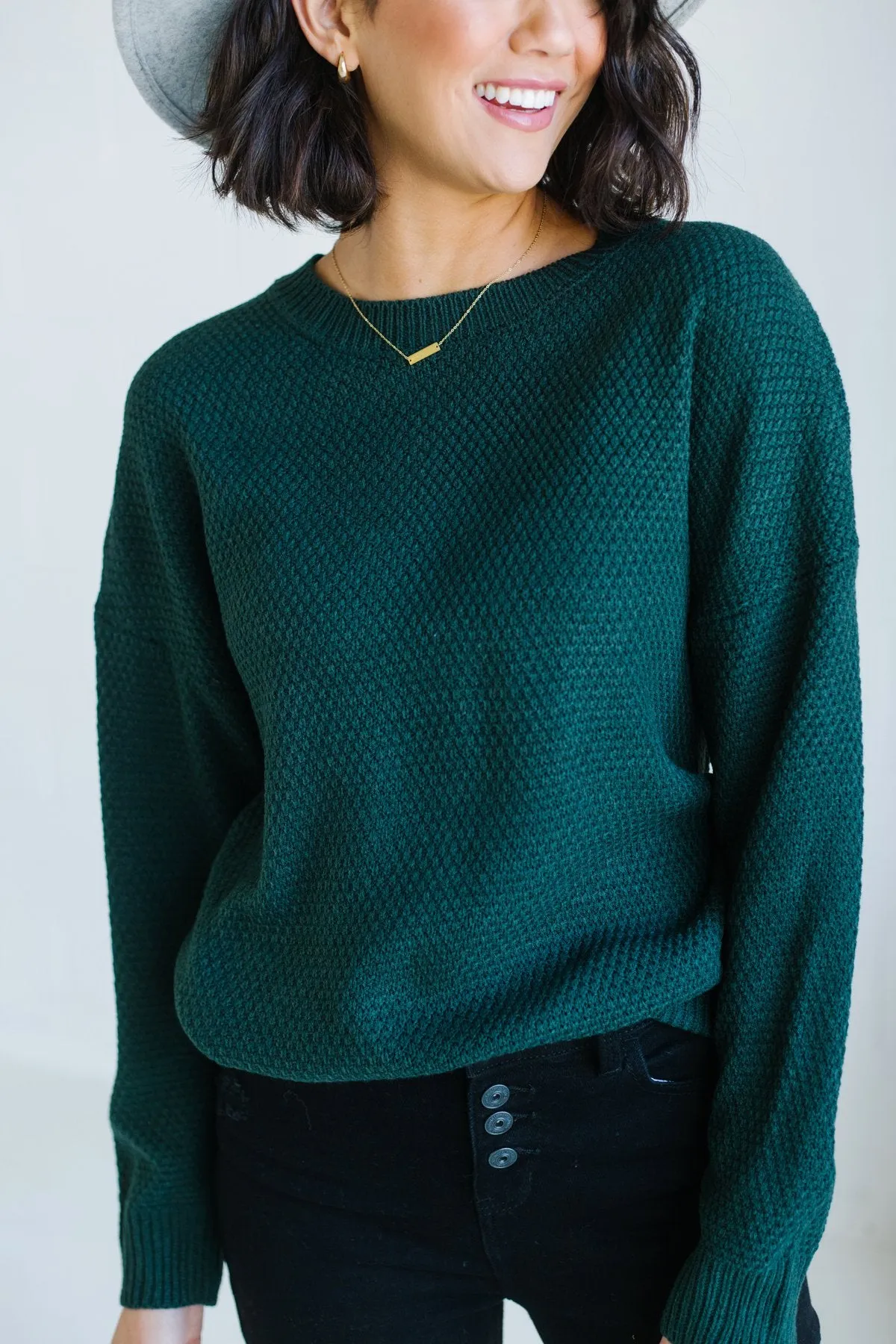 Waffle Knit Boyfriend Sweater