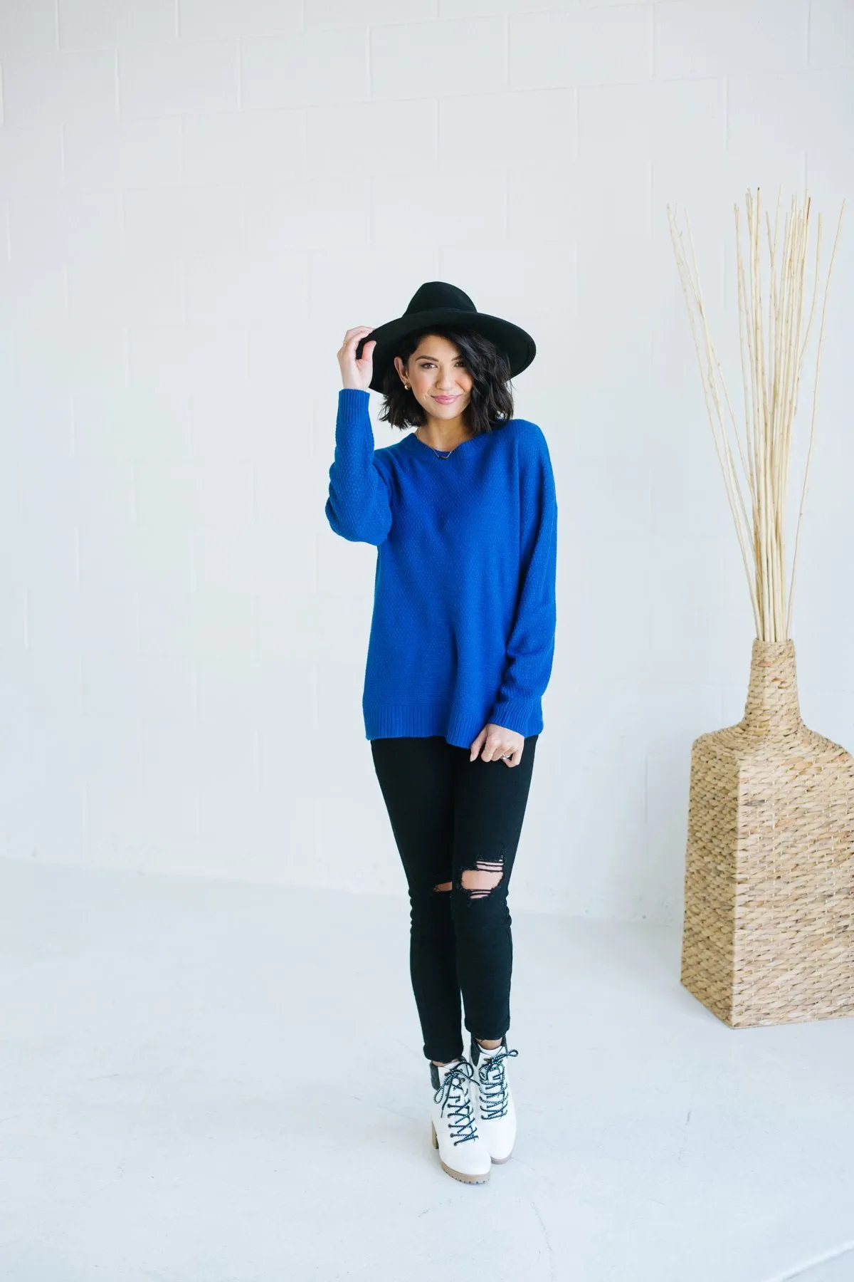 Waffle Knit Boyfriend Sweater