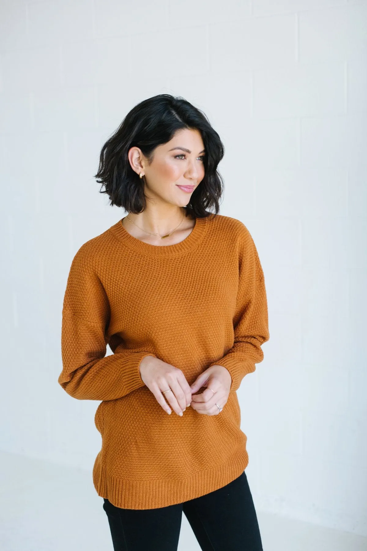 Waffle Knit Boyfriend Sweater