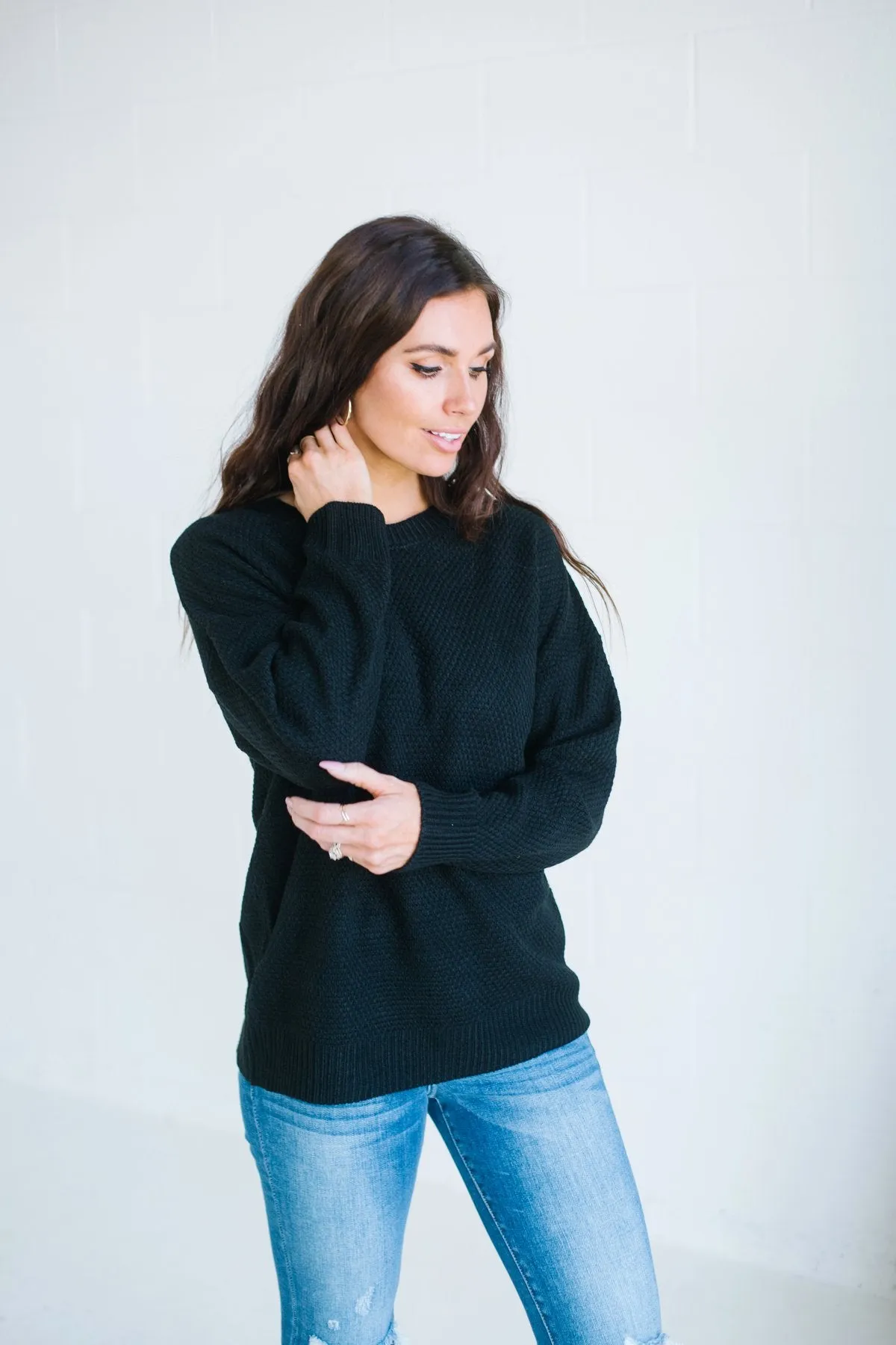 Waffle Knit Boyfriend Sweater