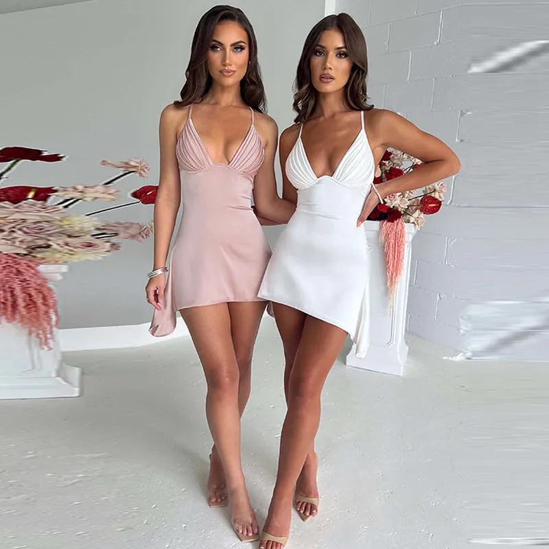 Wenkouban-Christmas Outfits New Year's Eve Dress Night Out Club Dresses cute winter outfits Jenica Satin Mini Dress