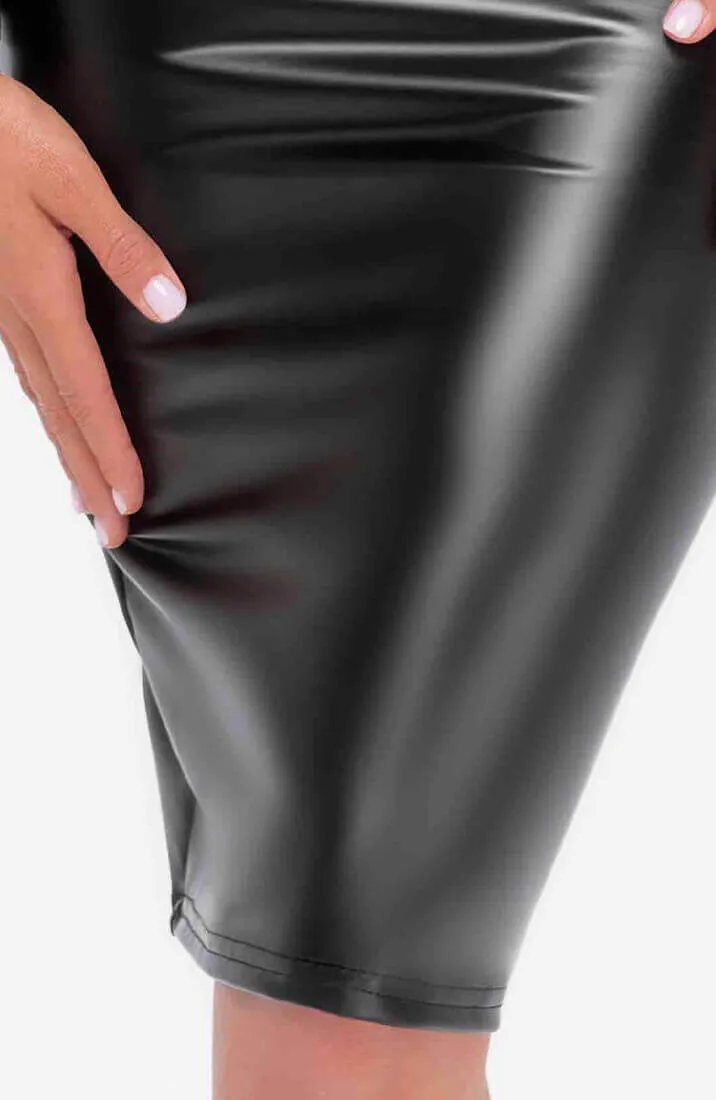 Wet look X sheer mesh pencil dress - Symphony Of Desire