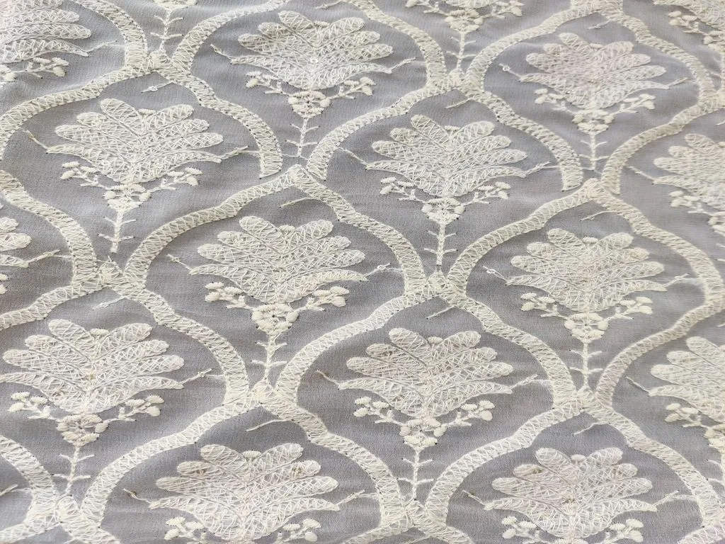White Dyeable Lakhnawi Embroidered Georgette Fabric (Wholesale)