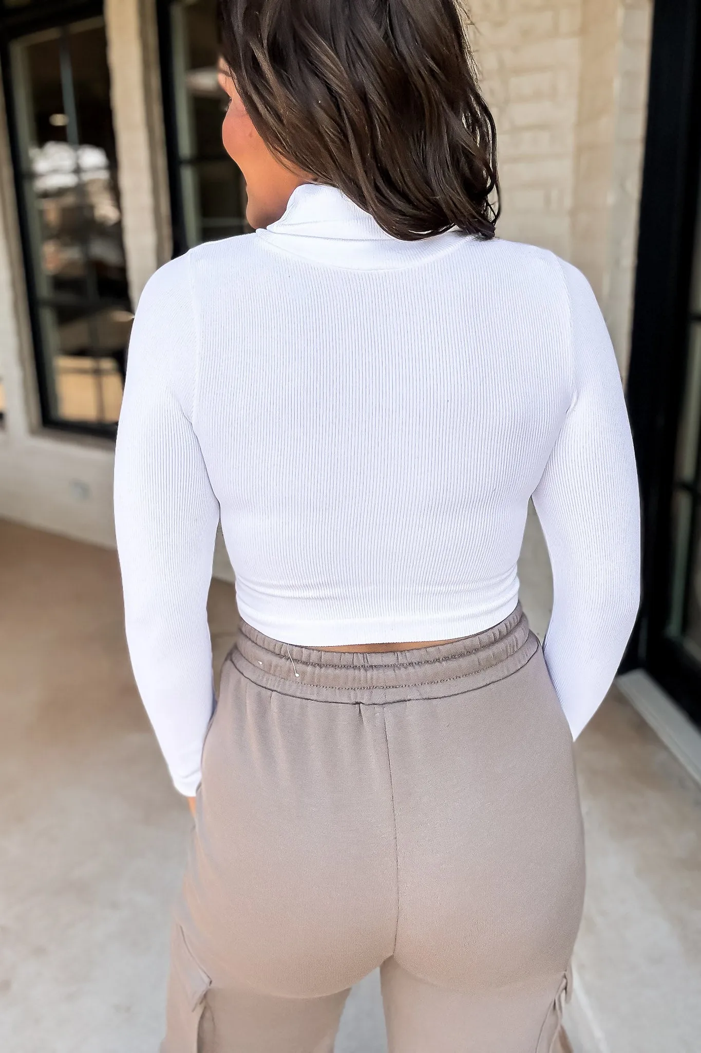 Wishing For The Best White Seamless Turtle Neck Top