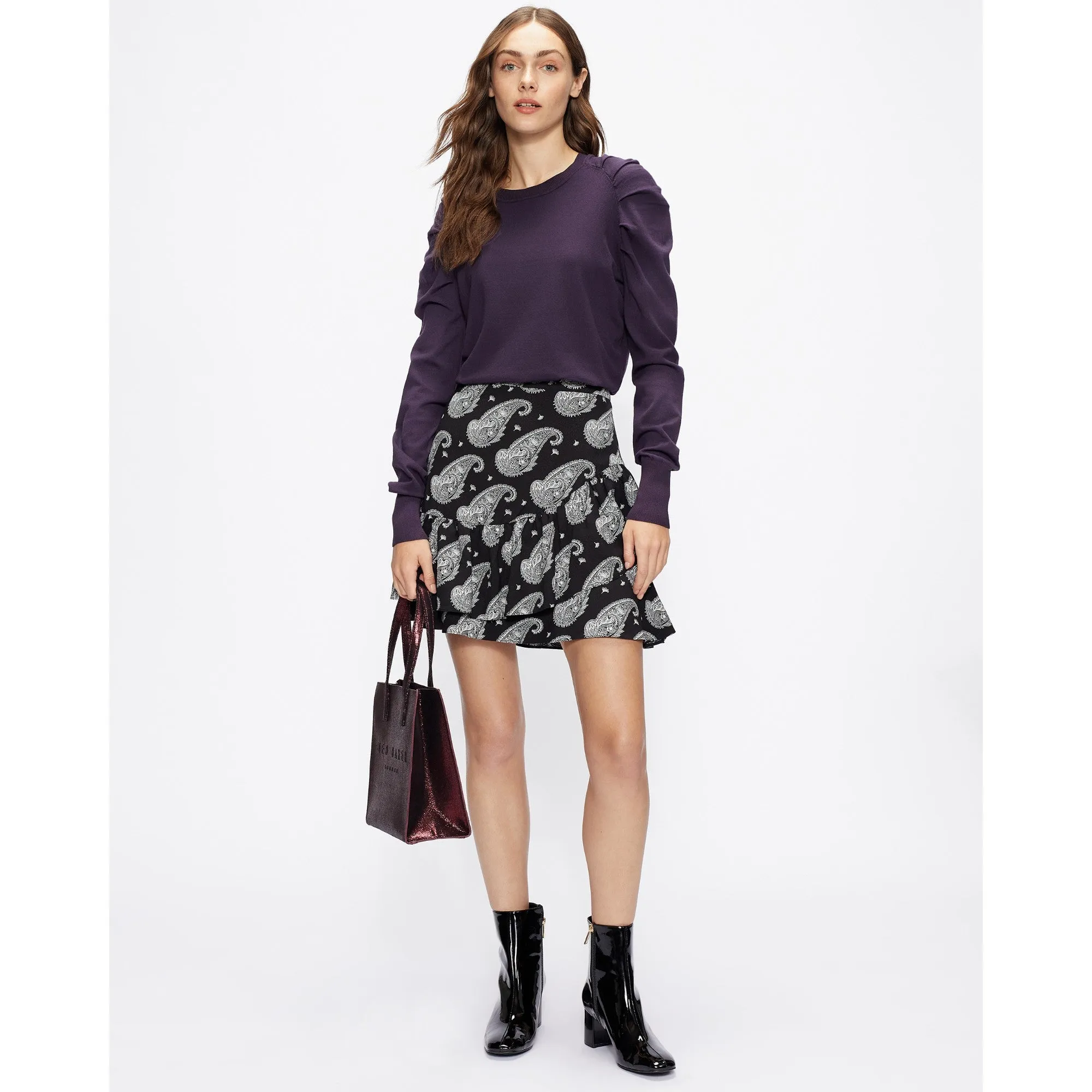 Women Wmk-Piyton-Pleat Detail Sweater - Purple