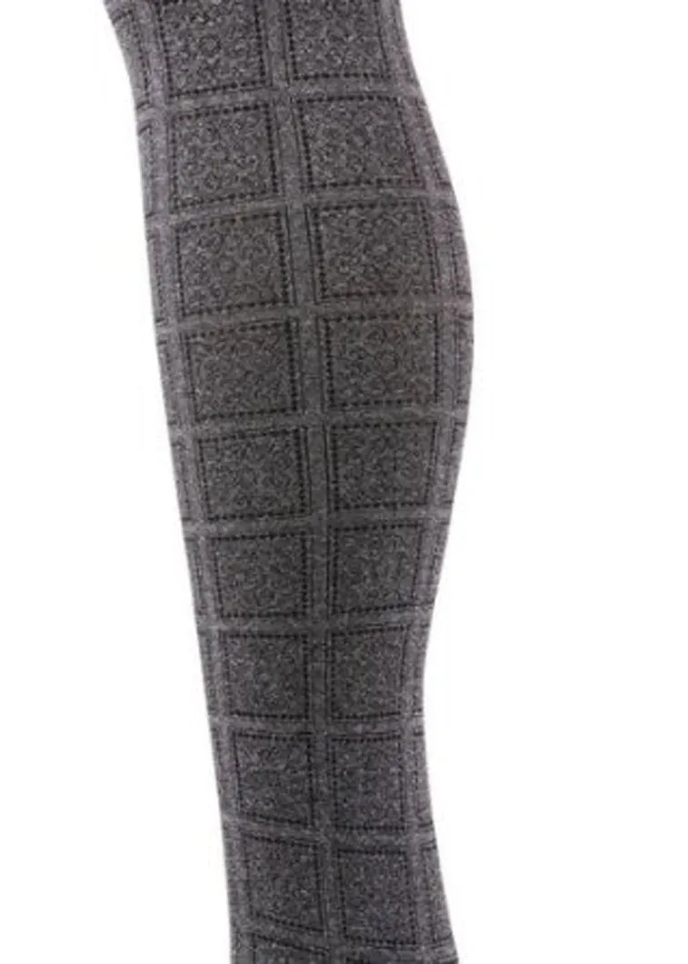 Women's Charcoal Sun Blocks Pattern Fashion Tights