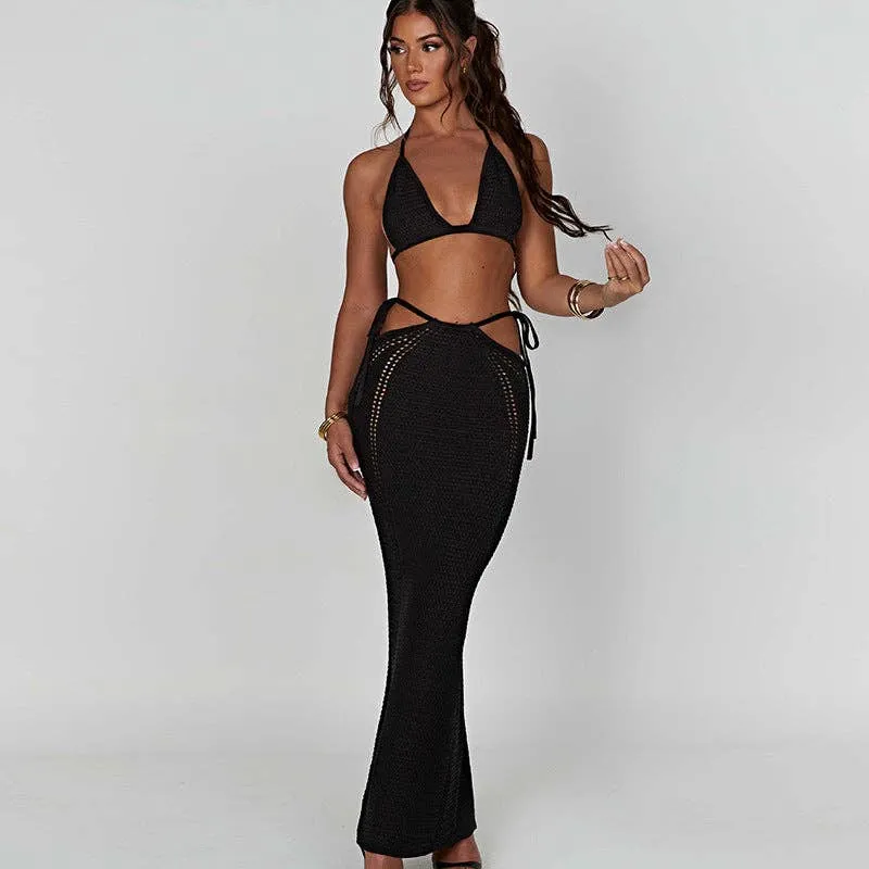 Women's Crochet Backless Sexy Cut Out Bodycon Dress