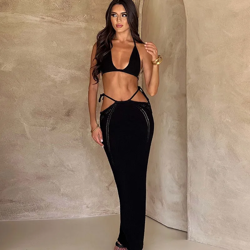 Women's Crochet Backless Sexy Cut Out Bodycon Dress