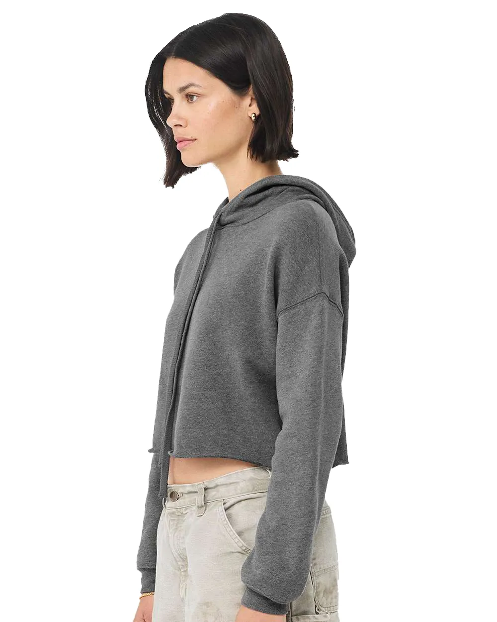 Women's Cropped Fleece Hoodie - Deep Heather