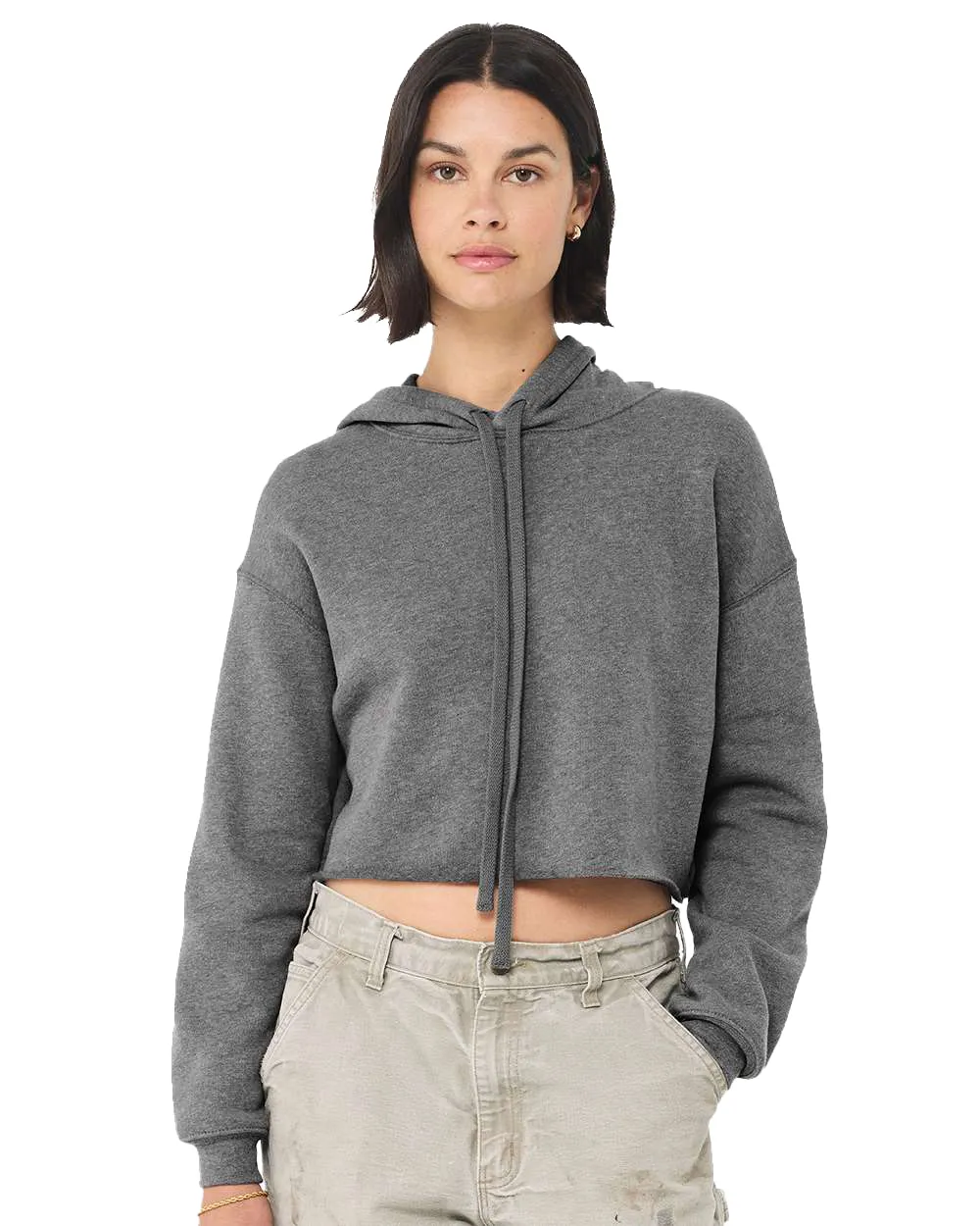 Women's Cropped Fleece Hoodie - Deep Heather