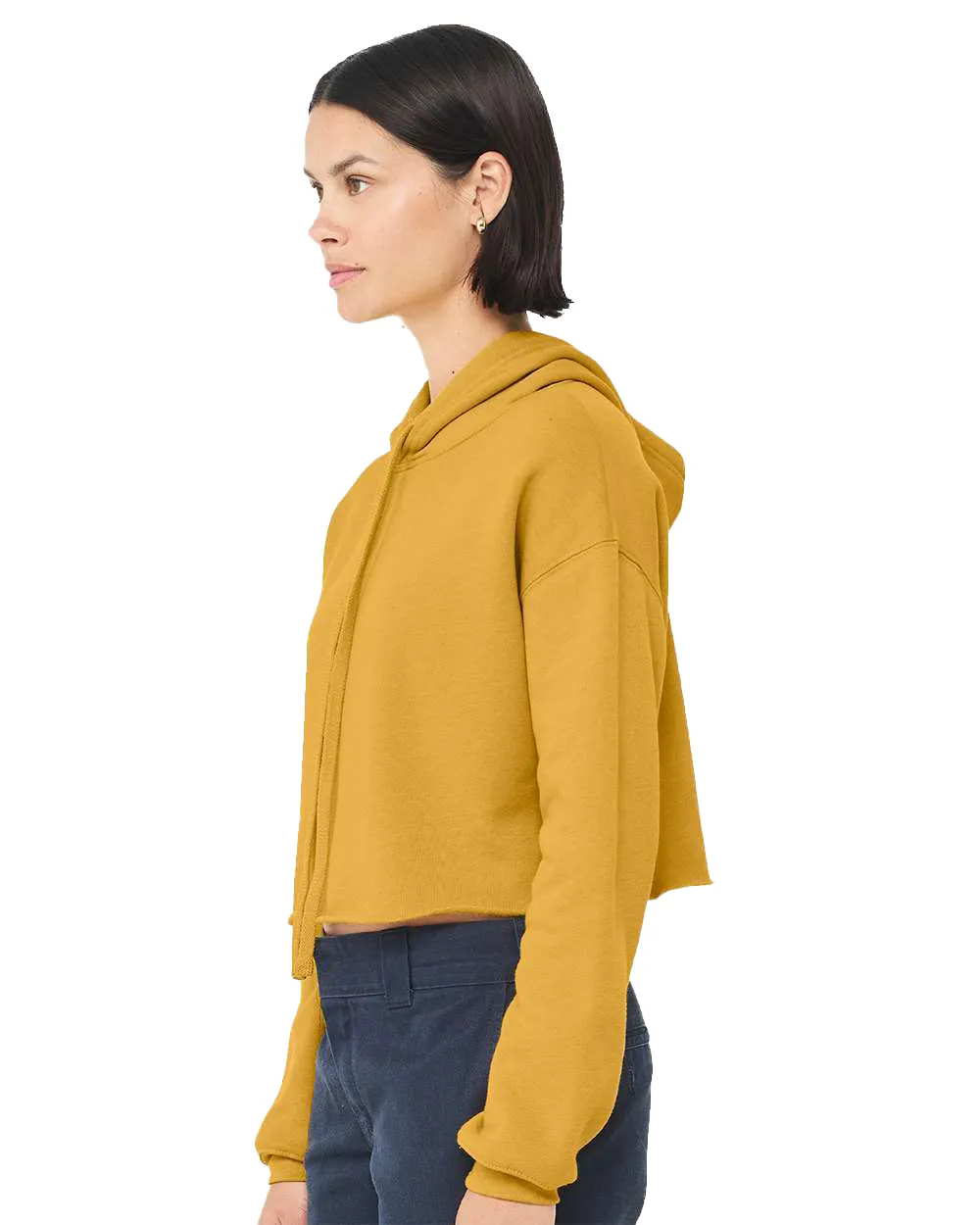 Women's Cropped Fleece Hoodie - Heather Mustard