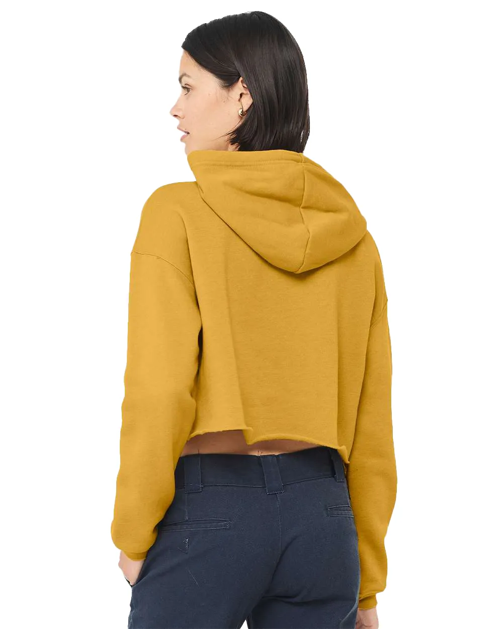 Women's Cropped Fleece Hoodie - Heather Mustard