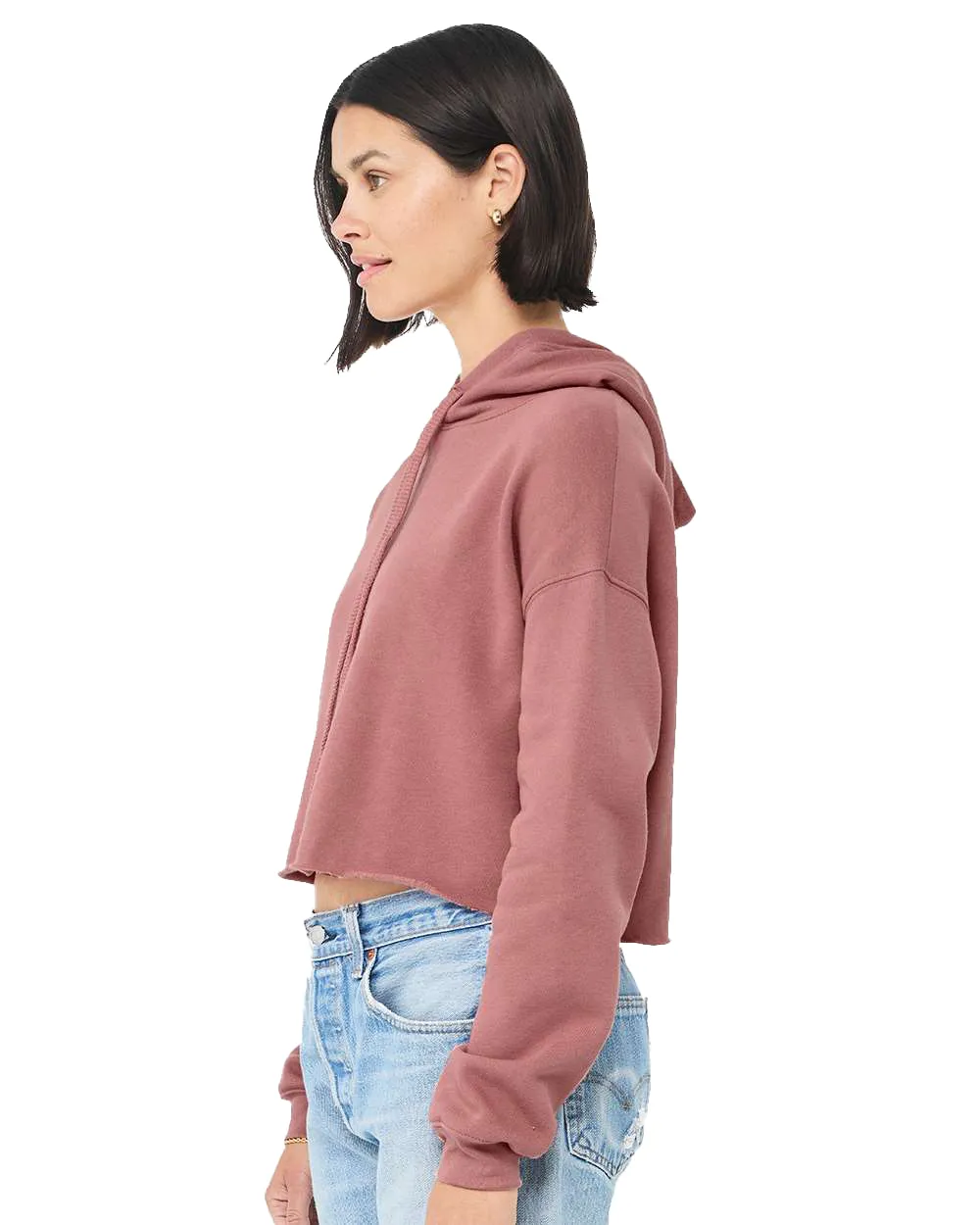 Women's Cropped Fleece Hoodie - Mauve