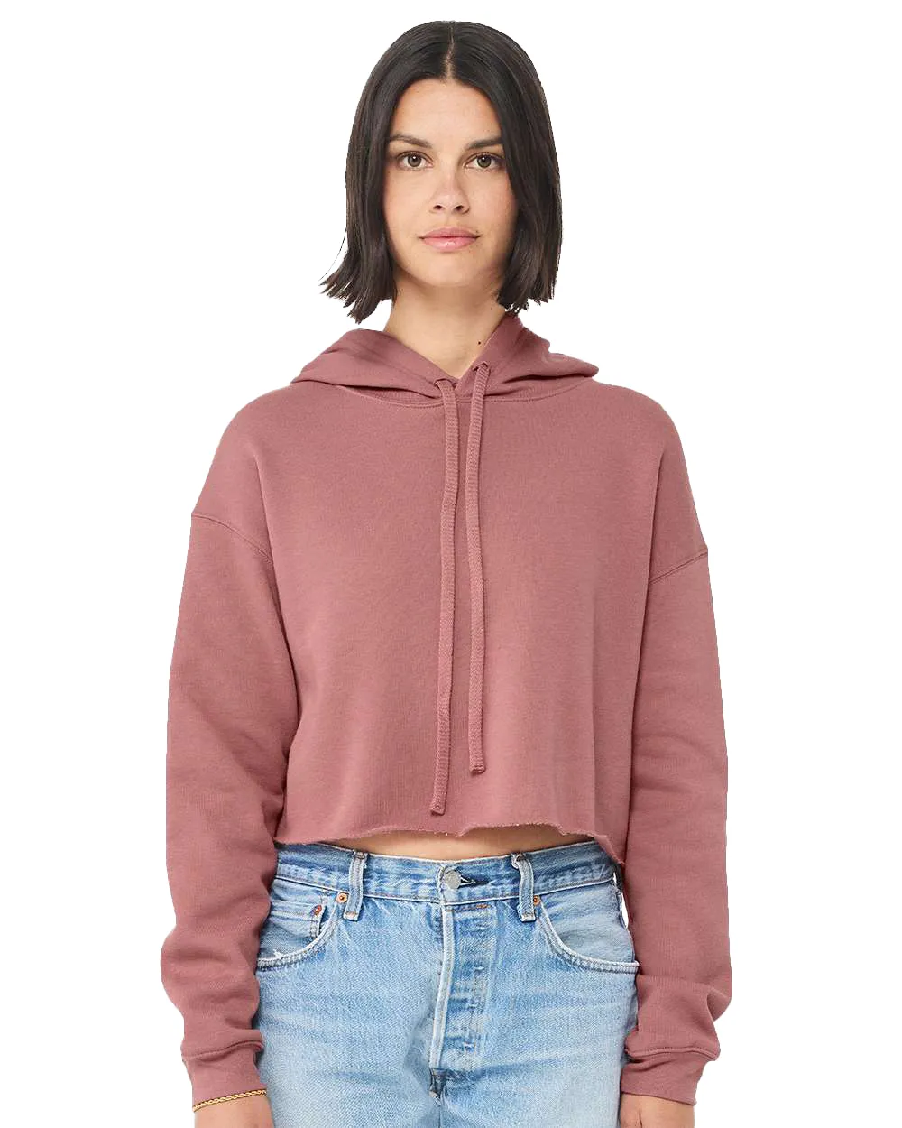 Women's Cropped Fleece Hoodie - Mauve