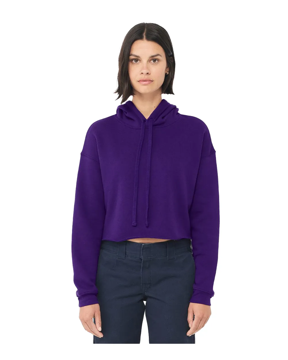 Women's Cropped Fleece Hoodie - Team Purple
