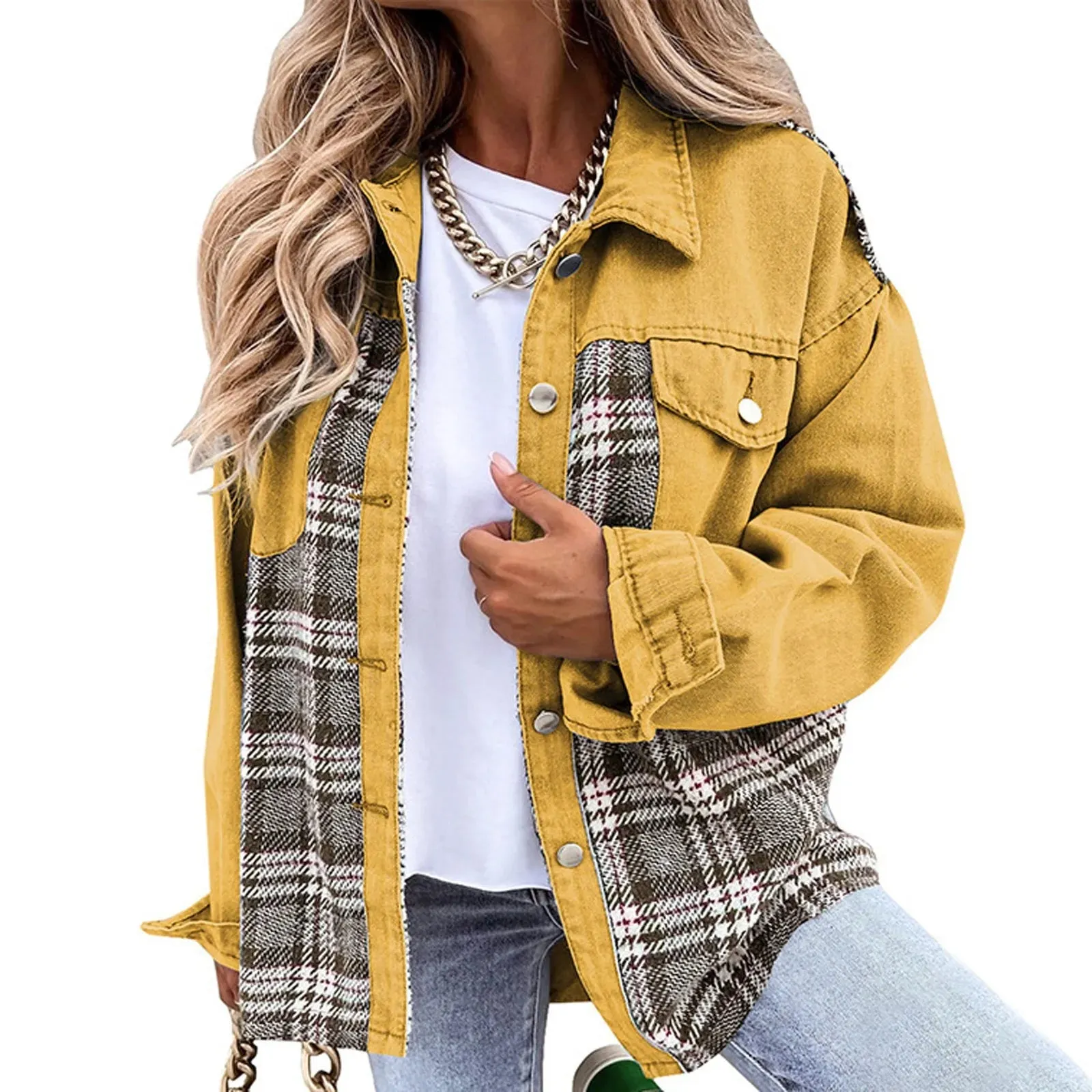 Women's Denim Jacket Classic Lapel Button Down - Fall Fashion