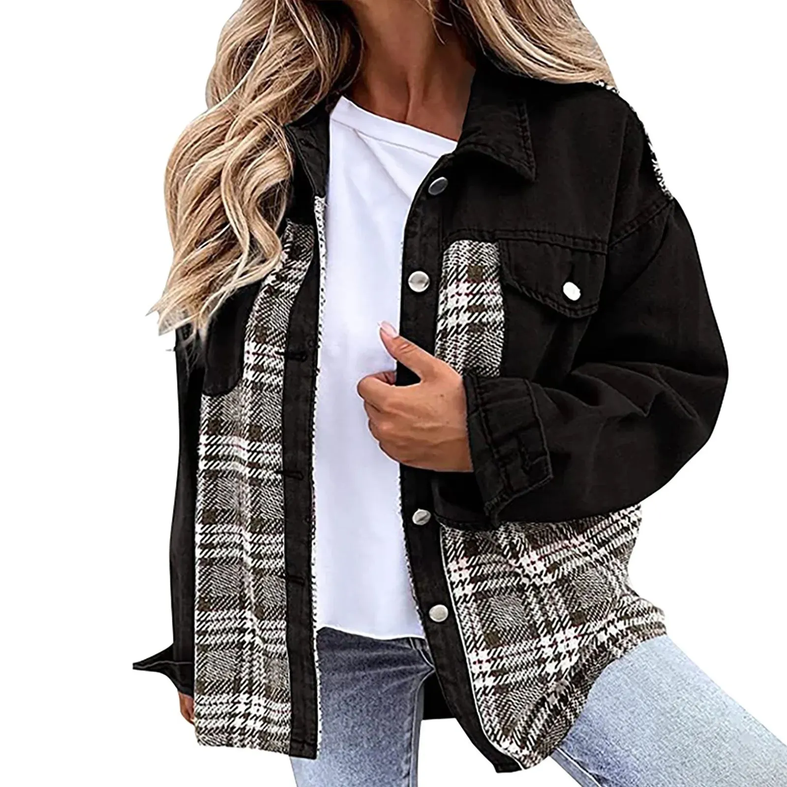 Women's Denim Jacket Classic Lapel Button Down - Fall Fashion