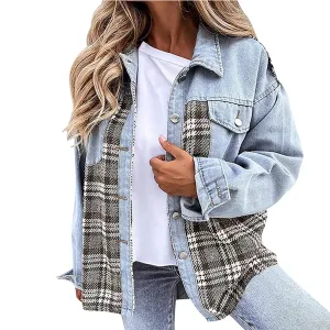 Women's Denim Jacket Classic Lapel Button Down - Fall Fashion