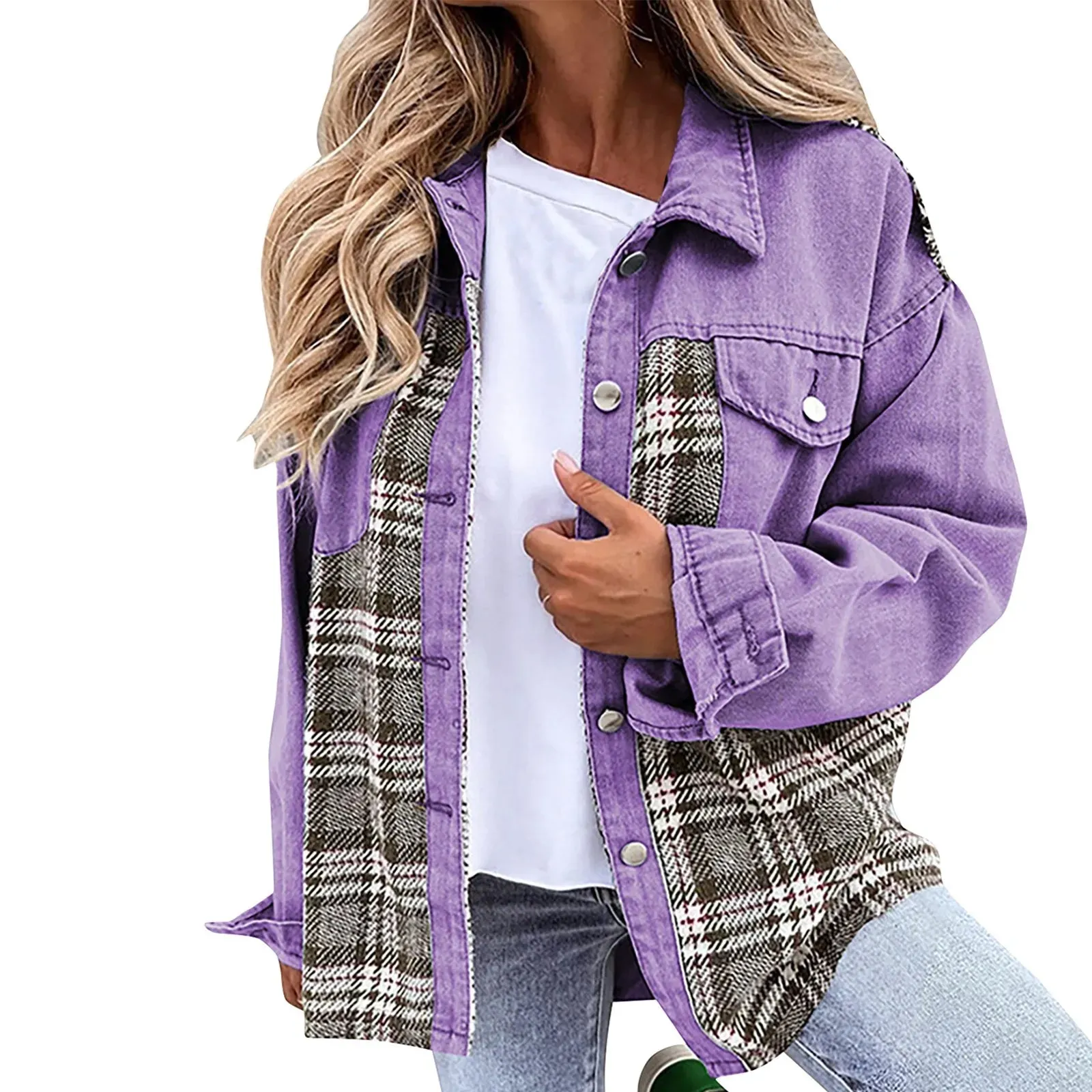 Women's Denim Jacket Classic Lapel Button Down - Fall Fashion