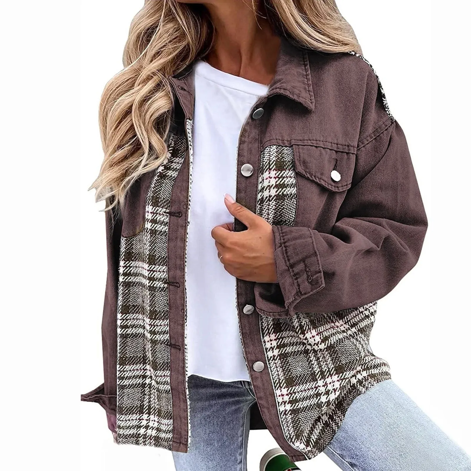 Women's Denim Jacket Classic Lapel Button Down - Fall Fashion