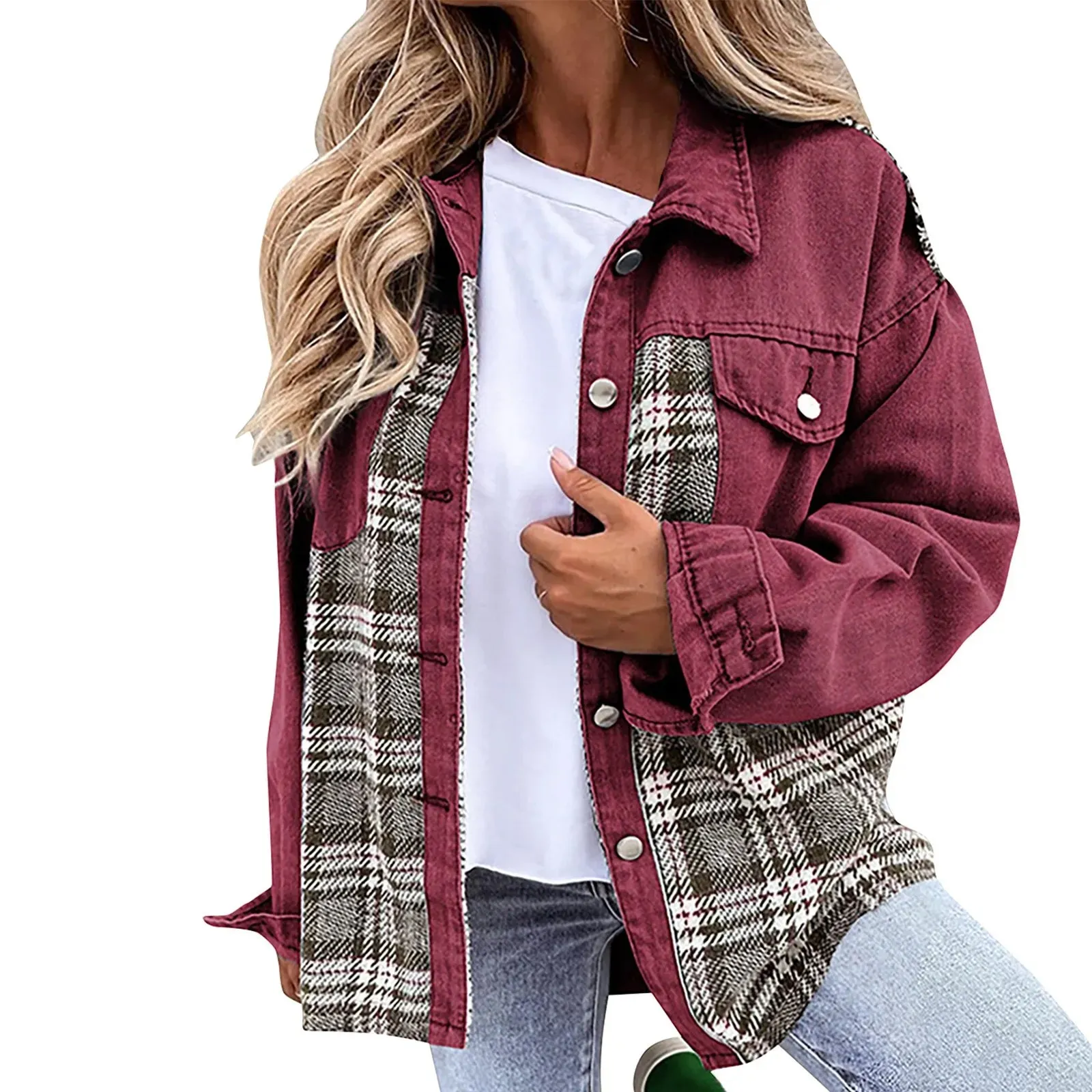 Women's Denim Jacket Classic Lapel Button Down - Fall Fashion
