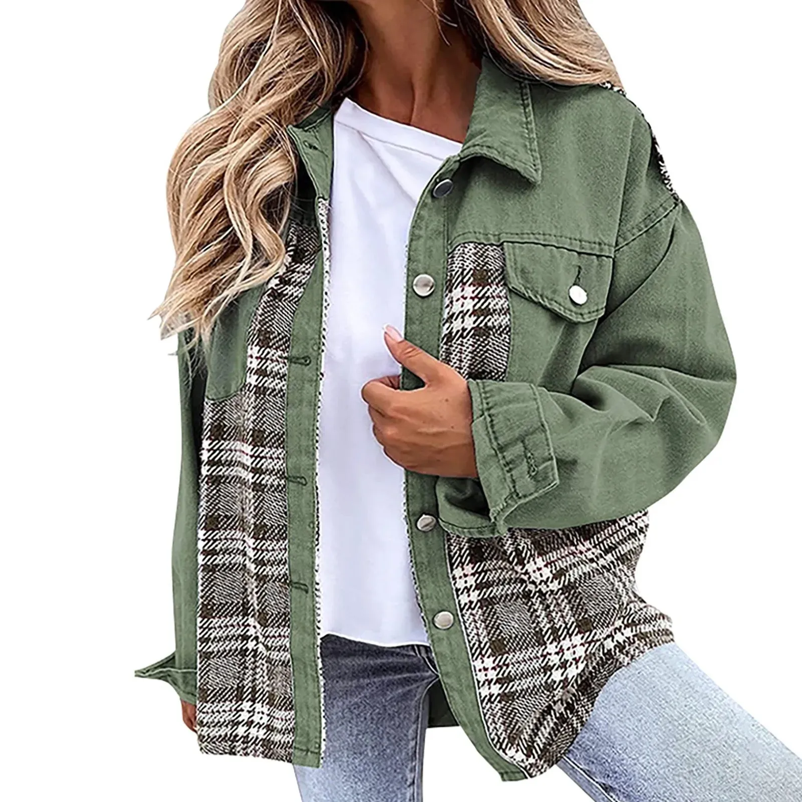 Women's Denim Jacket Classic Lapel Button Down - Fall Fashion