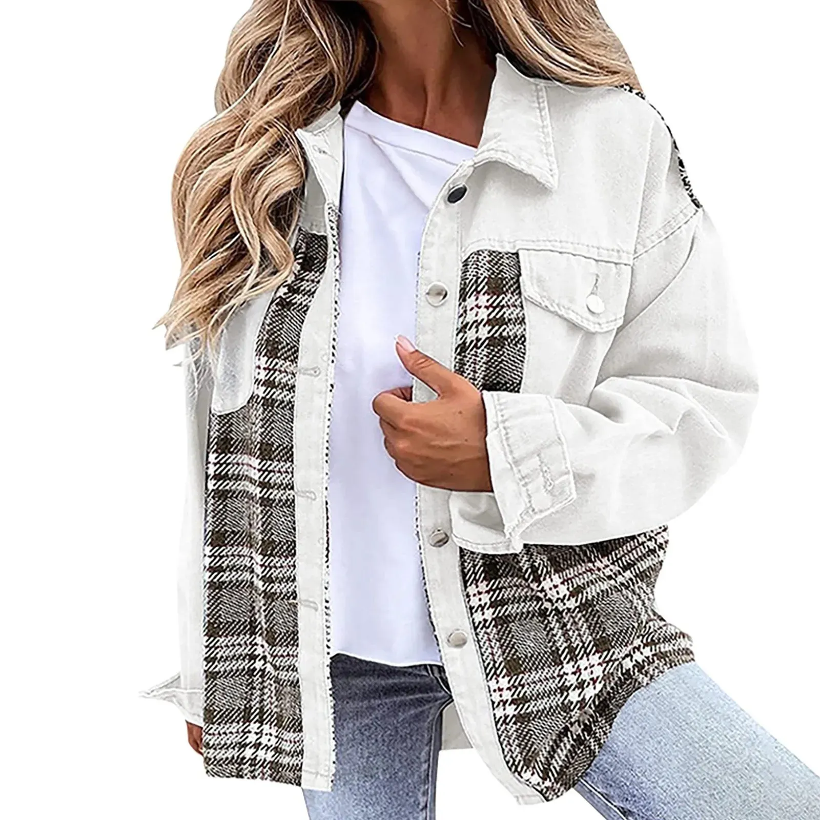 Women's Denim Jacket Classic Lapel Button Down - Fall Fashion
