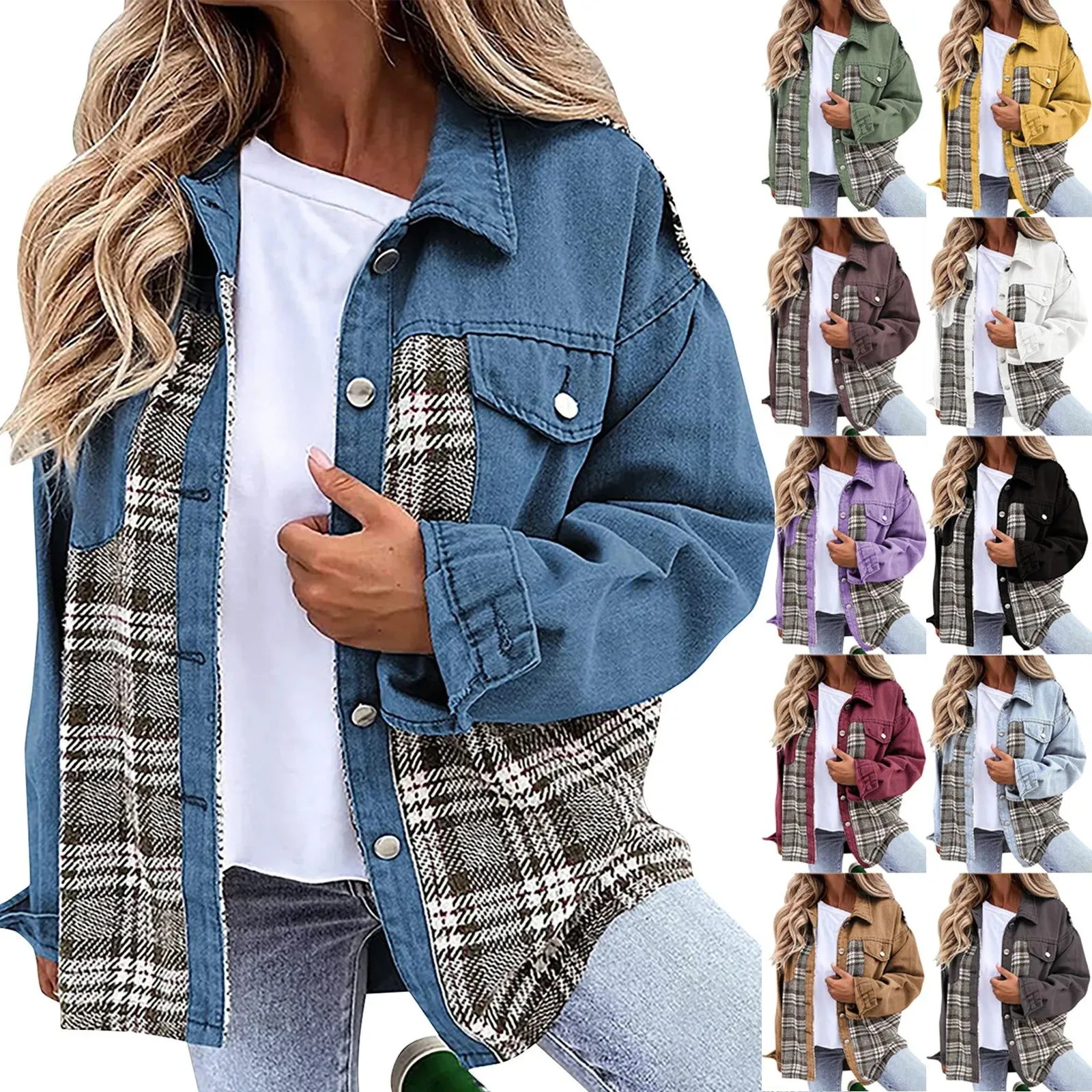 Women's Denim Jacket Classic Lapel Button Down - Fall Fashion