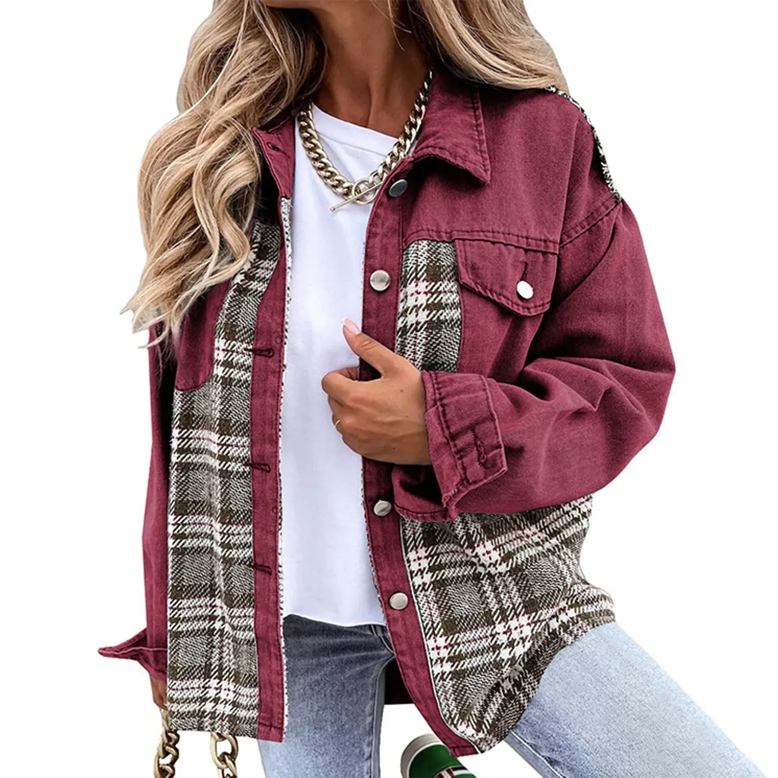 Women's Denim Jacket Classic Lapel Button Down - Fall Fashion
