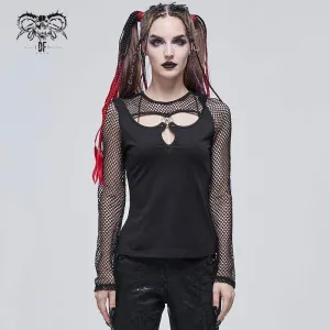 Women's Gothic Cutout Mesh Splice Top