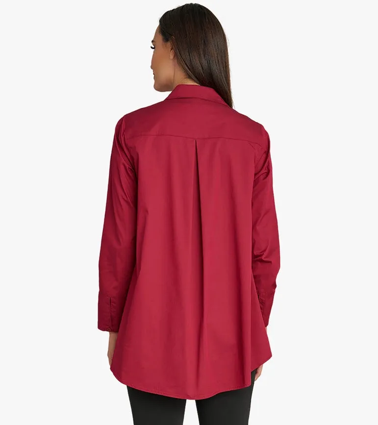 Women's Long Sleeve A-Line Button Front Prime Time Tunic BEET