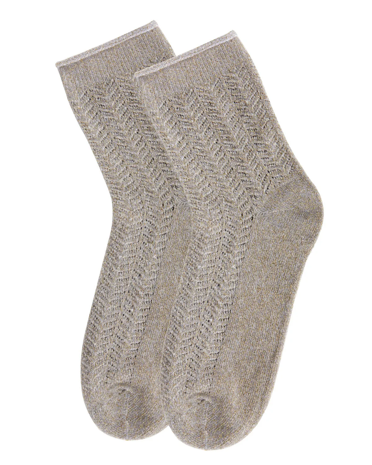 Women's Metallic Ivy Pointelle Cotton Blend Anklet Sock