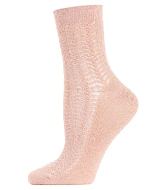 Women's Metallic Ivy Pointelle Cotton Blend Anklet Sock