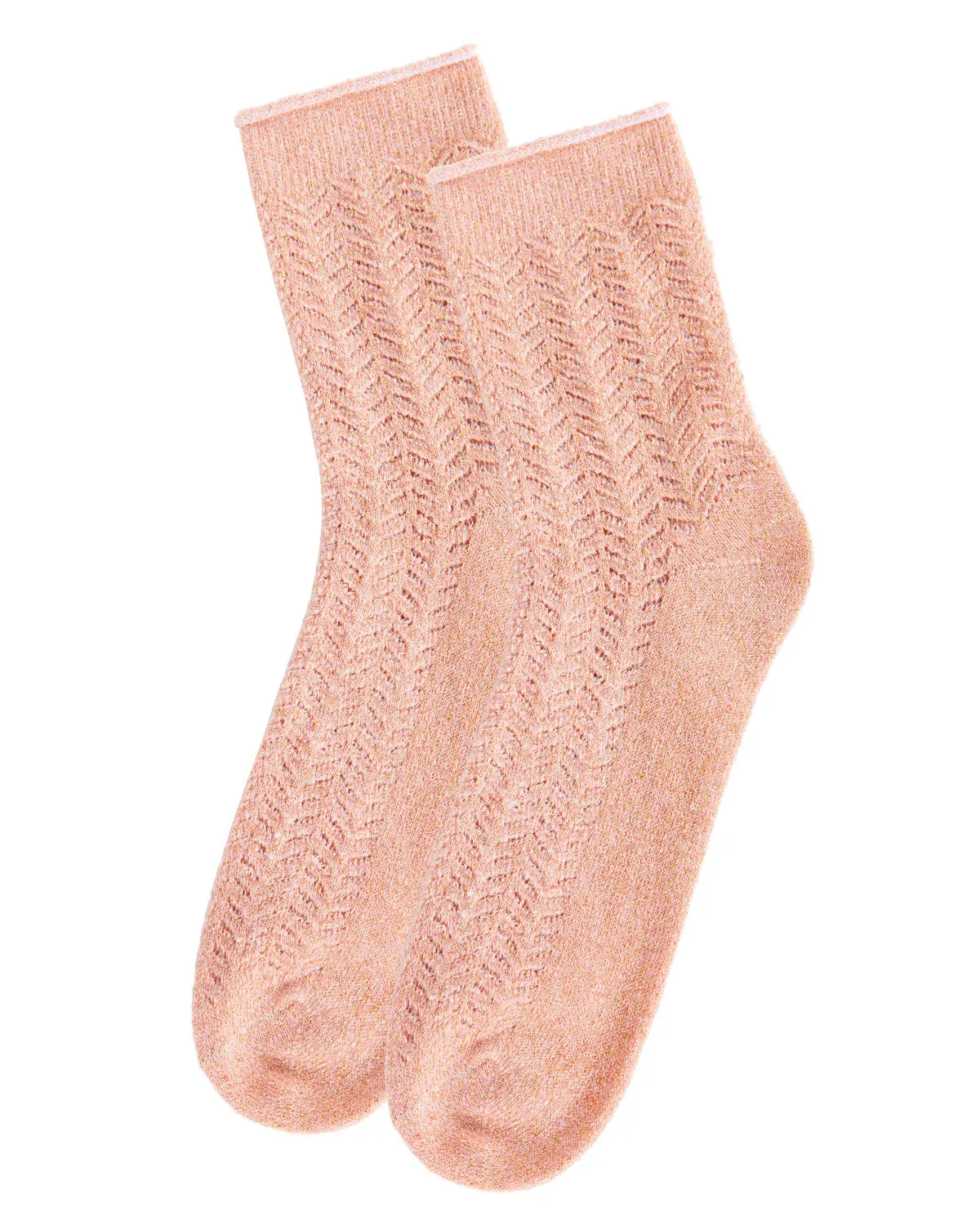 Women's Metallic Ivy Pointelle Cotton Blend Anklet Sock
