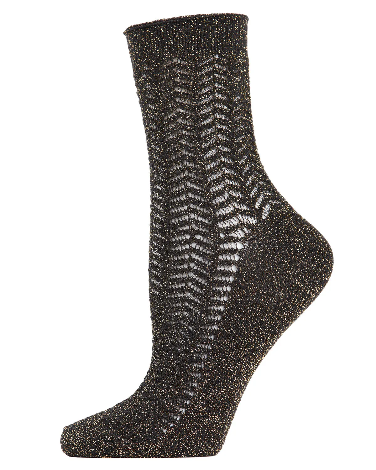 Women's Metallic Ivy Pointelle Cotton Blend Anklet Sock