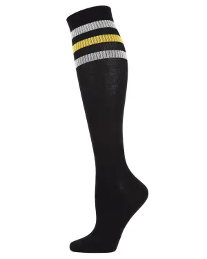 Women's Mod Stripe Knee High Glitter Tube Socks