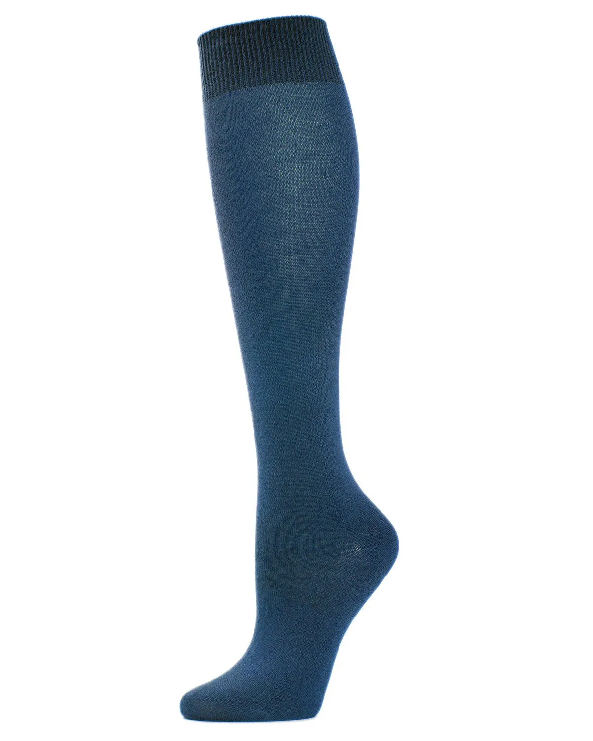 Women's Natural Bamboo Blend Solid Knit Knee High Socks