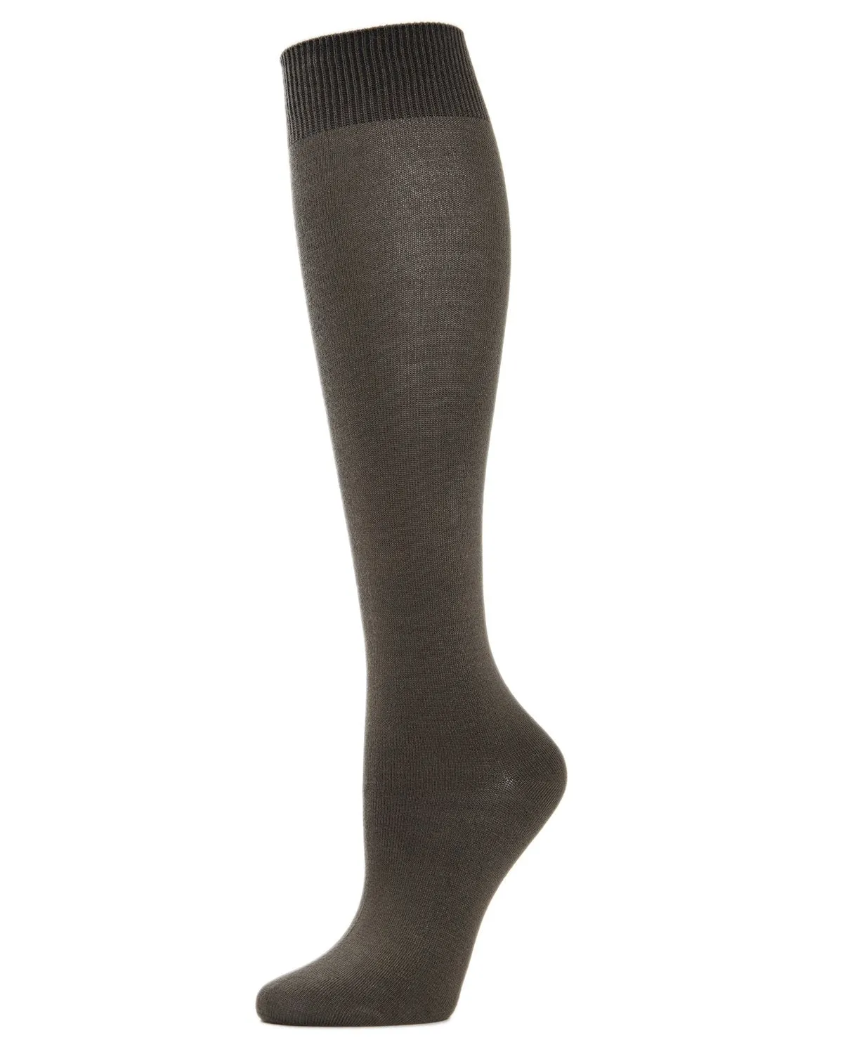 Women's Natural Bamboo Blend Solid Knit Knee High Socks