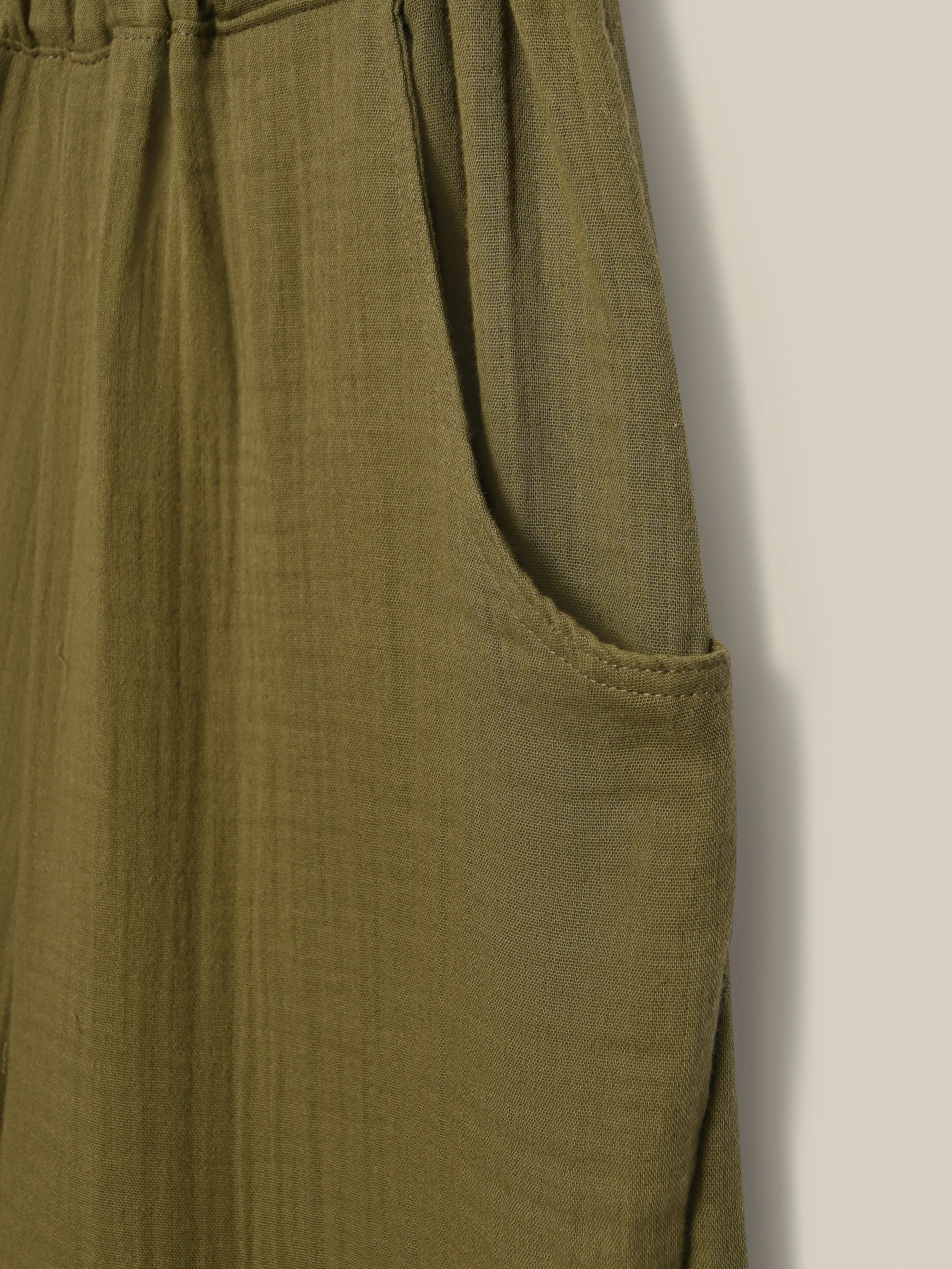 Women's Olive Muslin Pants