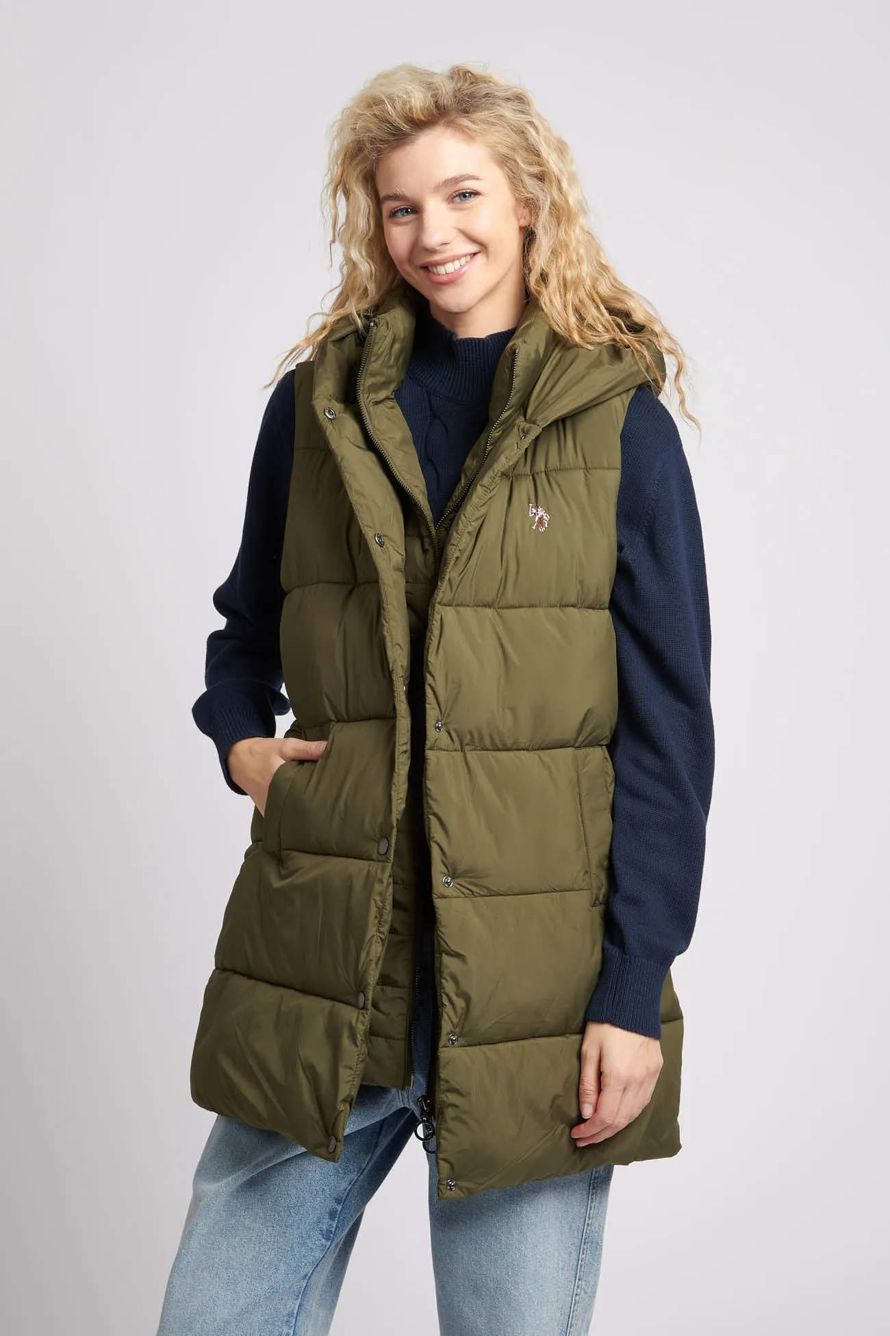 Womens Padded Gilet in Olive Night