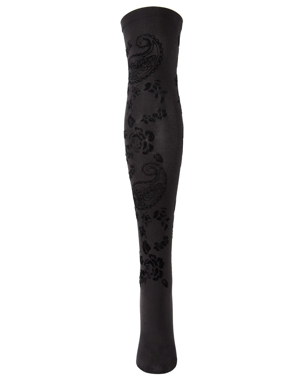 Women's Paisley Bouquet Flocked Velvet Over The Knee Socks