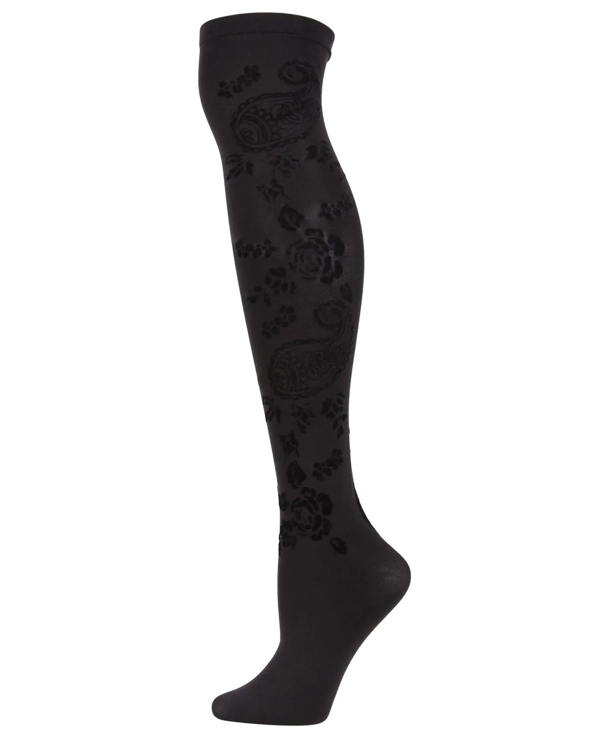 Women's Paisley Bouquet Flocked Velvet Over The Knee Socks
