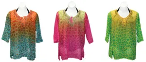 women's plus size fashion tunic style cover-ups - leopard prints - sizes xl-3xl Case of 18