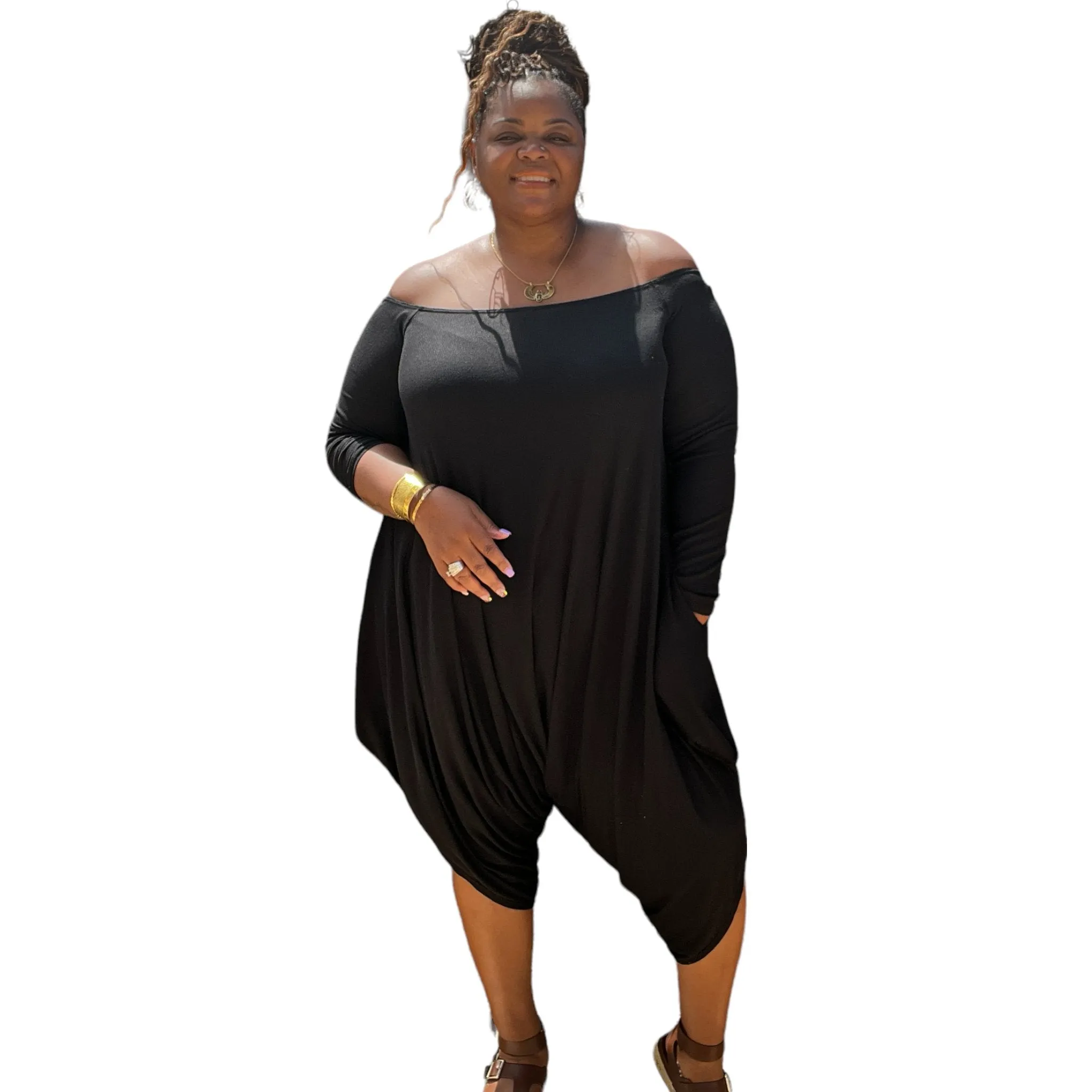Women's  Plus Size Harem Long Sleeve Jumpsuits