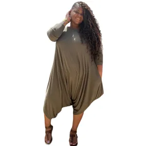 Women's  Plus Size Harem Long Sleeve Jumpsuits