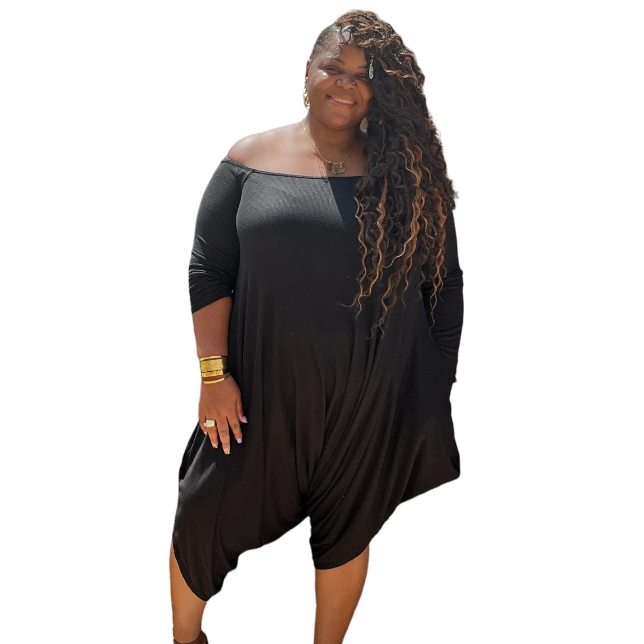 Women's  Plus Size Harem Long Sleeve Jumpsuits