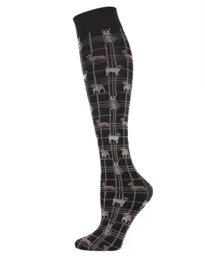 Women's Pooches Plaid Knee High Socks
